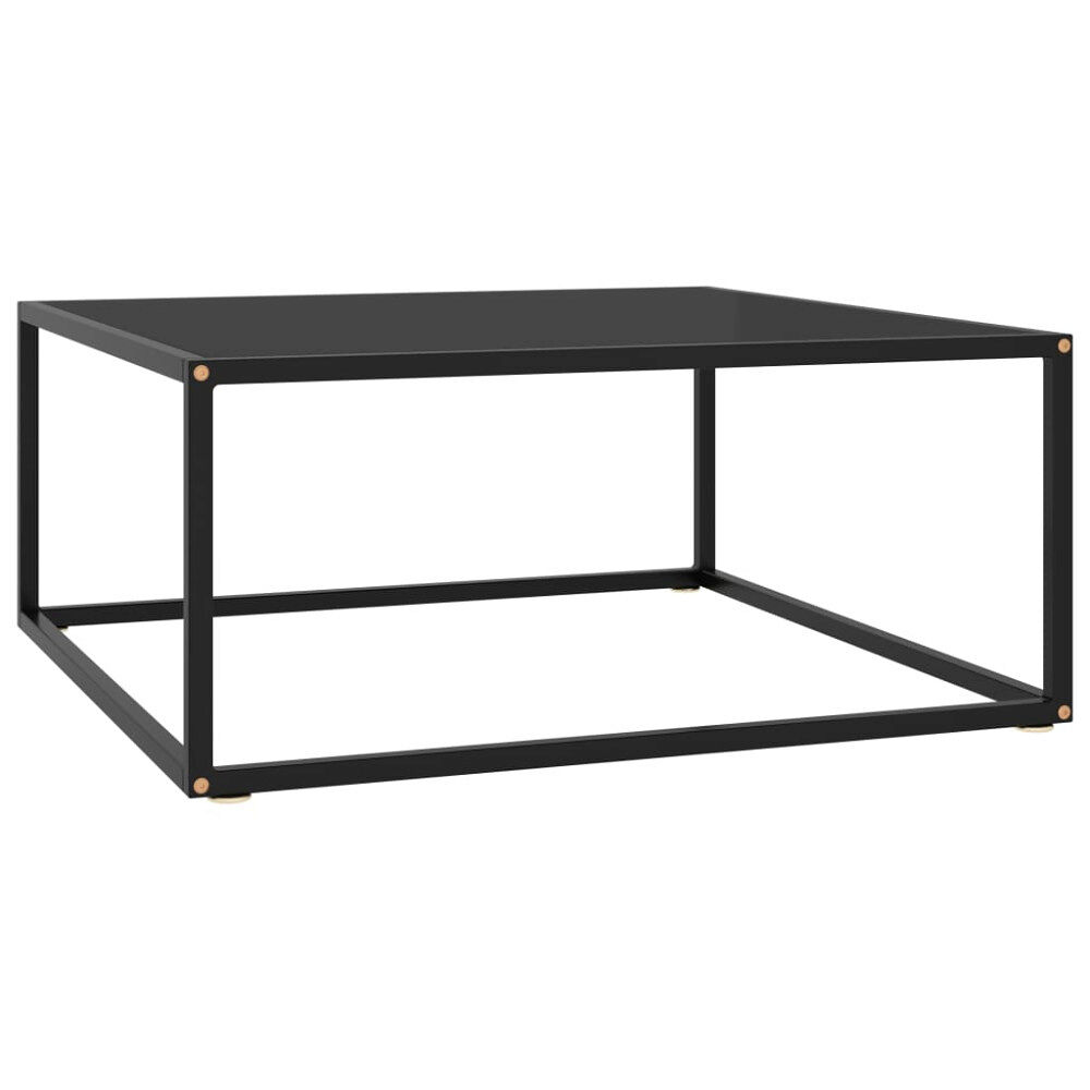 vidaXL Soffbord svart med svart glas 80x80x35 cm