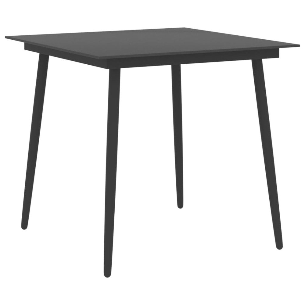 vidaXL Trädgårdsbord svart 80x80x74 cm stål och glas