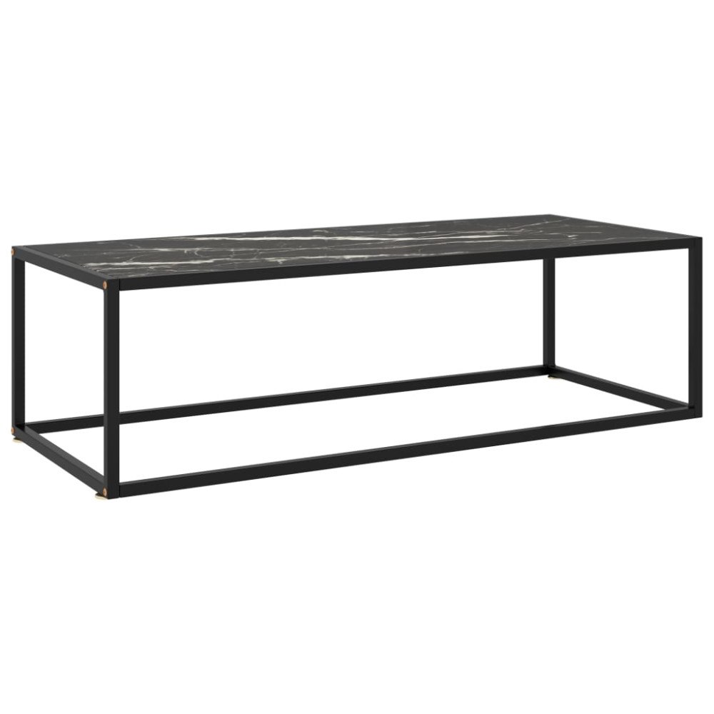 vidaXL Soffbord svart med svart marmor glas 120x50x35 cm