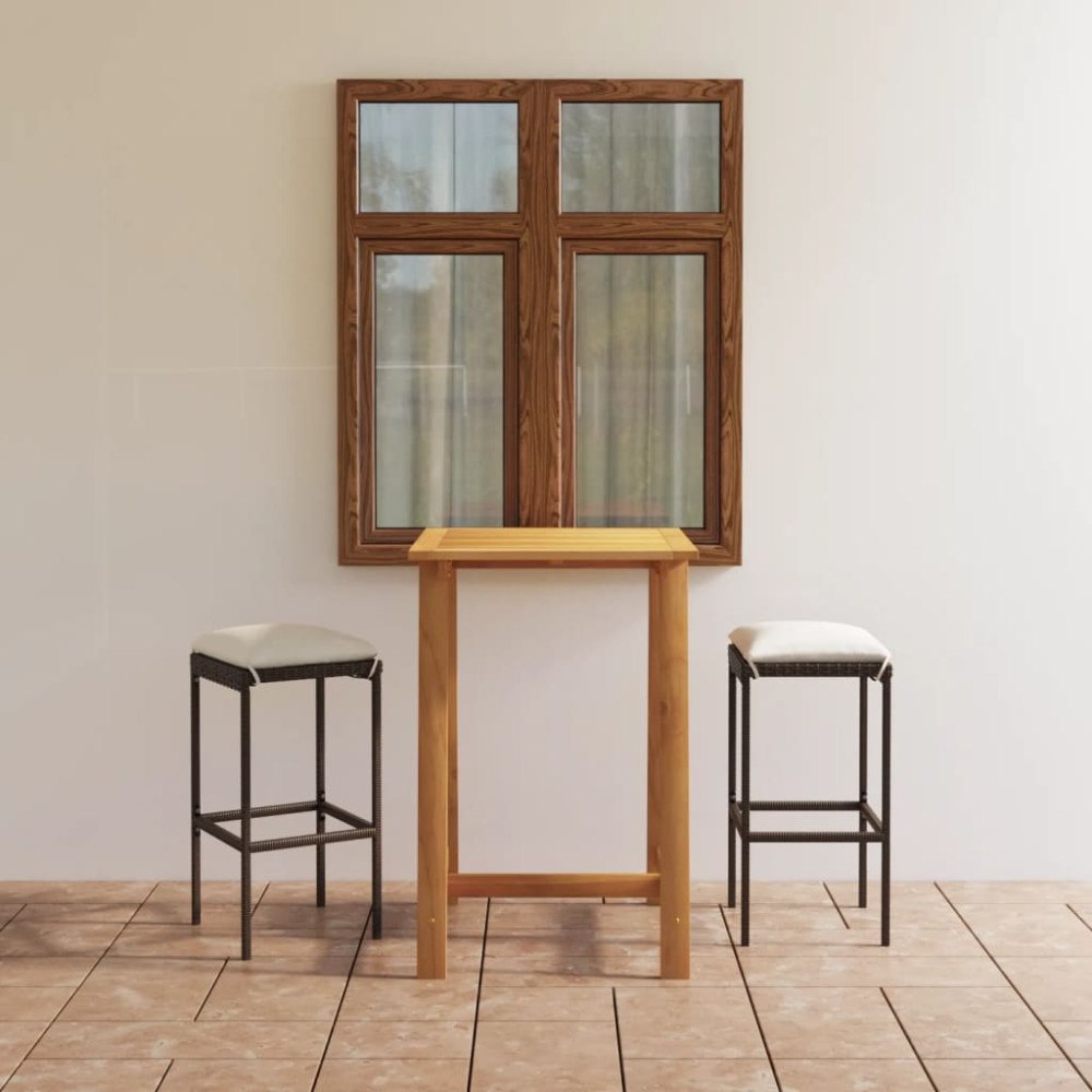 vidaXL Bargrupp för trädgården med dynor 3 delar brun