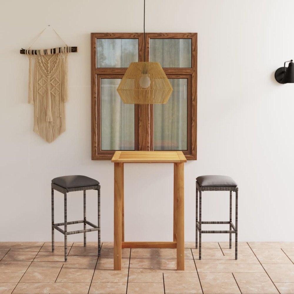 vidaXL Bargrupp för trädgården med dynor 3 delar grå