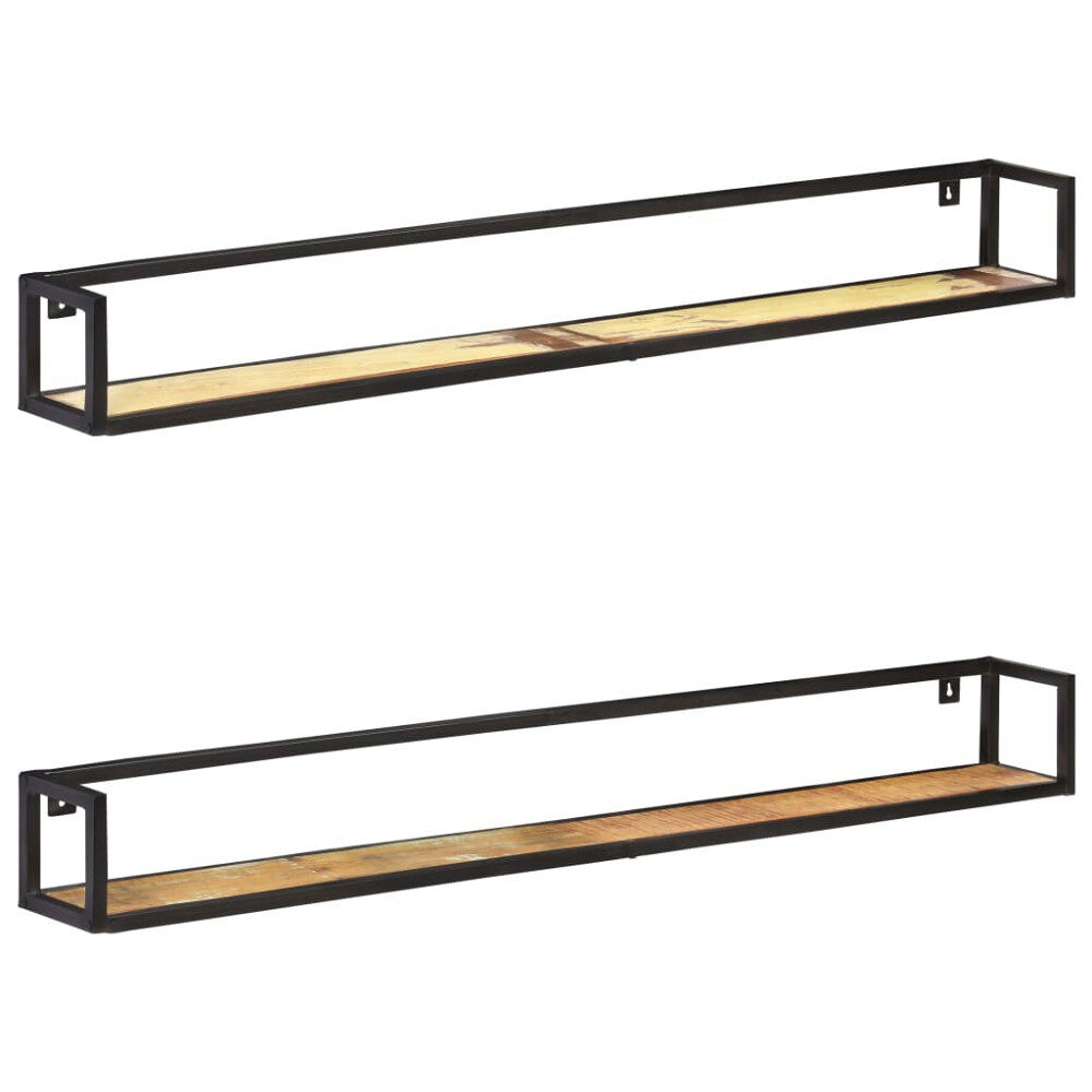 vidaXL Vägghyllor 2 st 160 cm massivt återvunnet trä