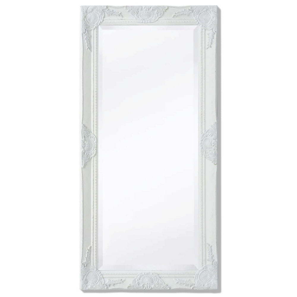 vidaXL Väggspegel i barockstil 100x50 cm vit