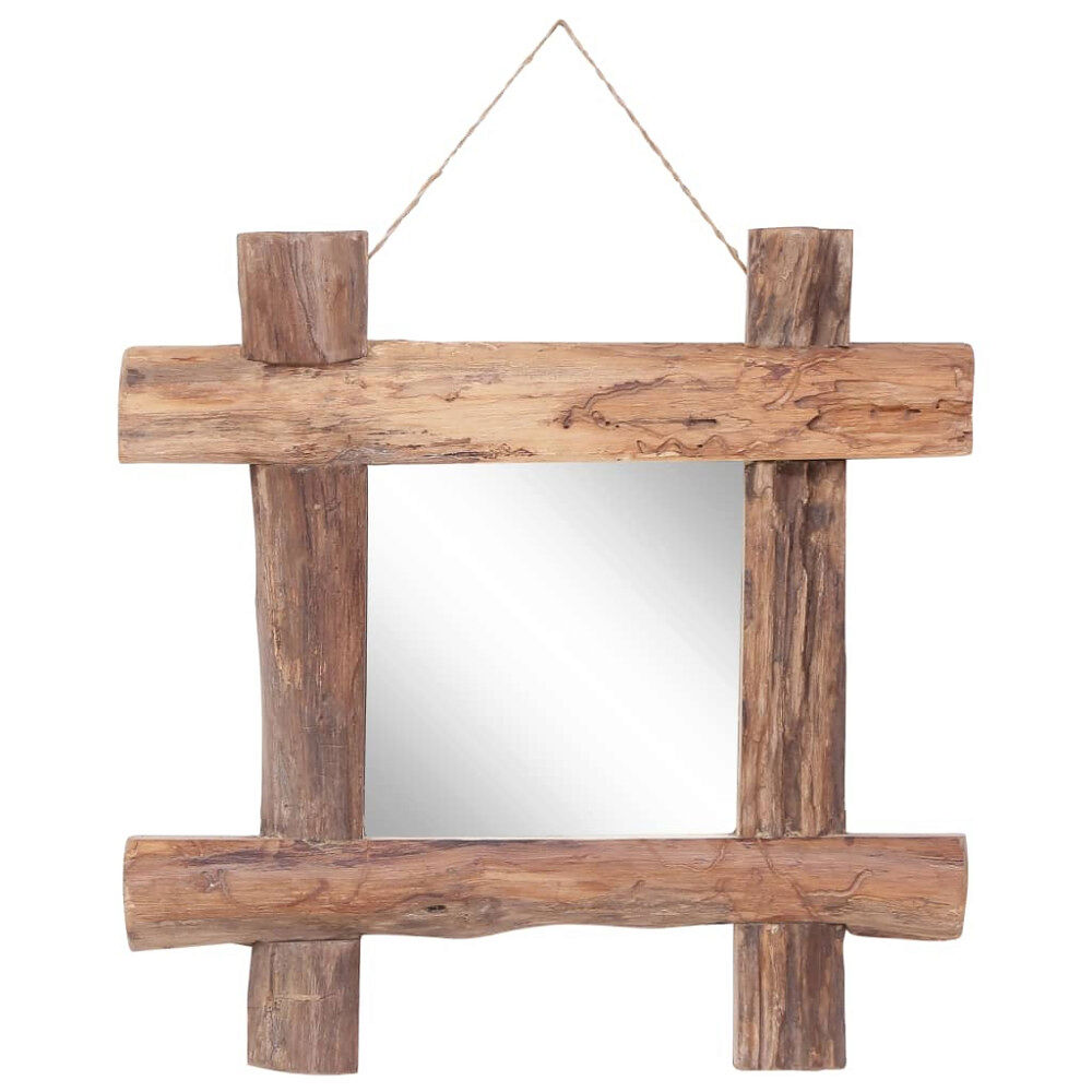 vidaXL Spegel naturfärgad 50x50 cm återvunnen teak
