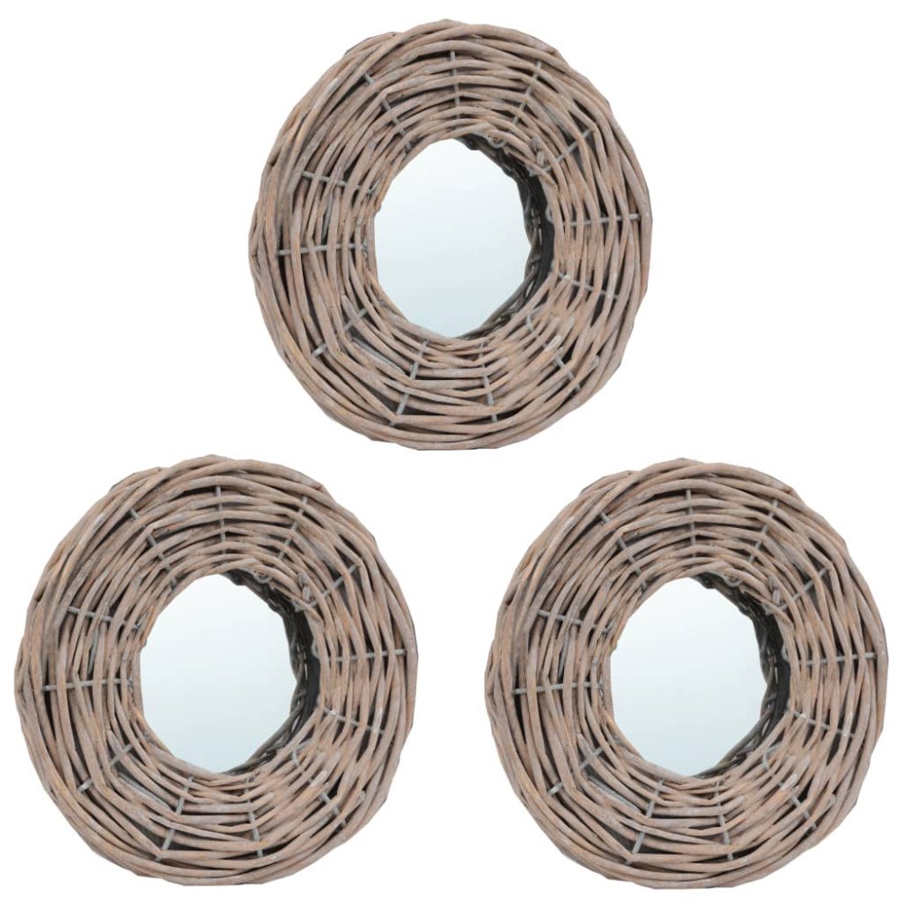 vidaXL Speglar 3 st 15 cm korgmaterial
