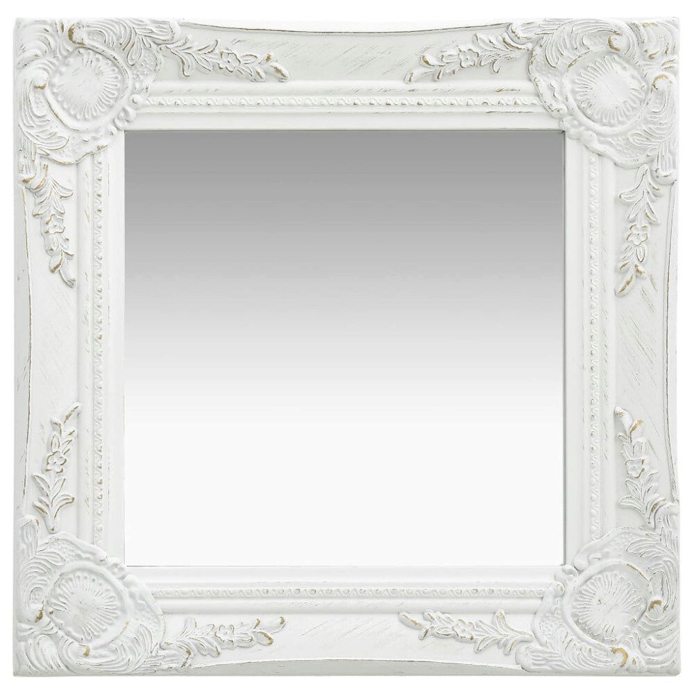 vidaXL Väggspegel barockstil 40x40 cm vit