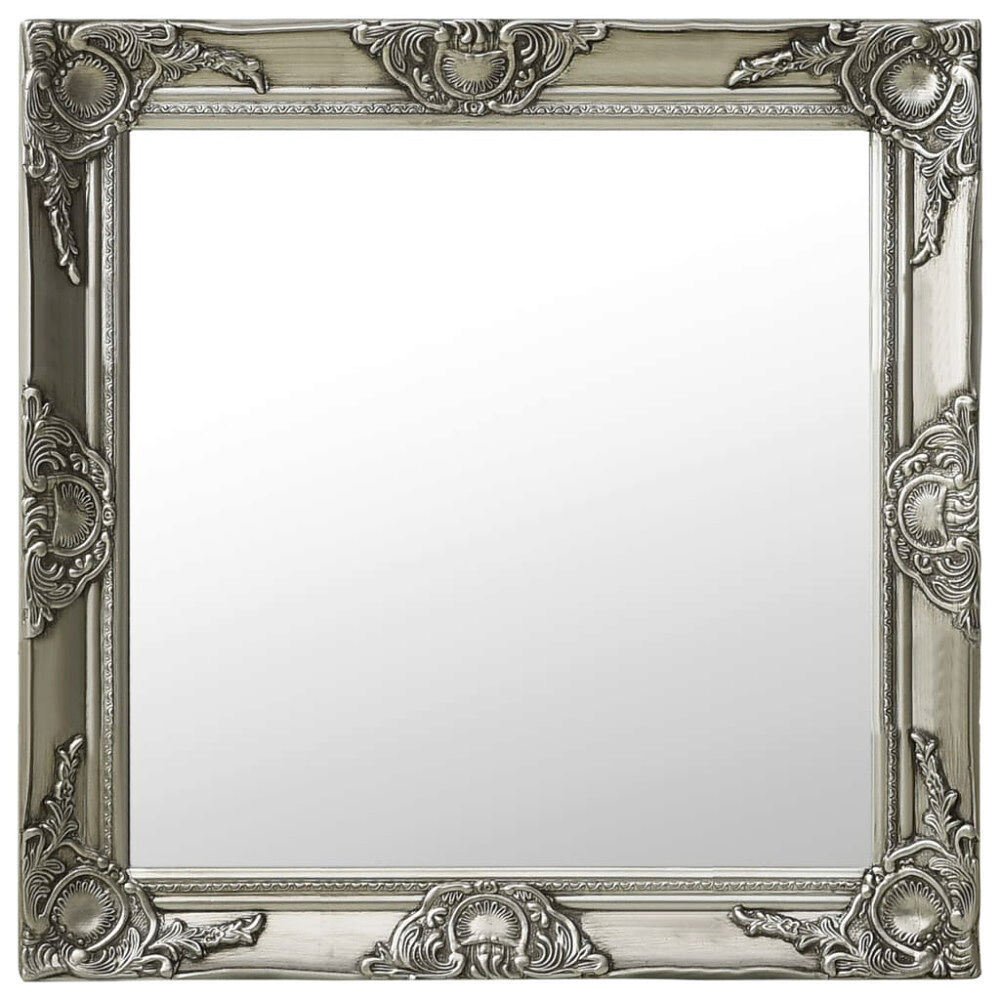 vidaXL Väggspegel barockstil 60x60 cm silver