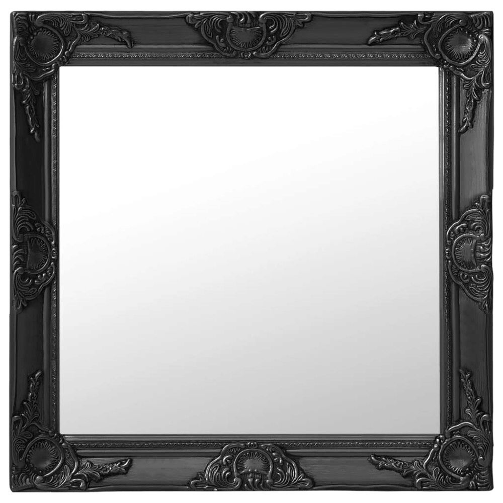 vidaXL Väggspegel barockstil 60x60 cm svart