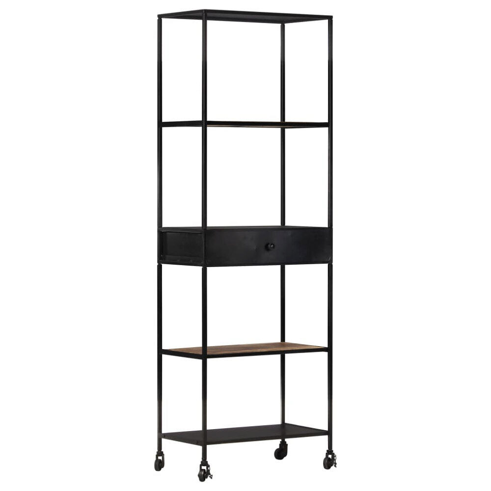 vidaXL Bokhylla 60x35x180 cm grovt mangoträ och järn