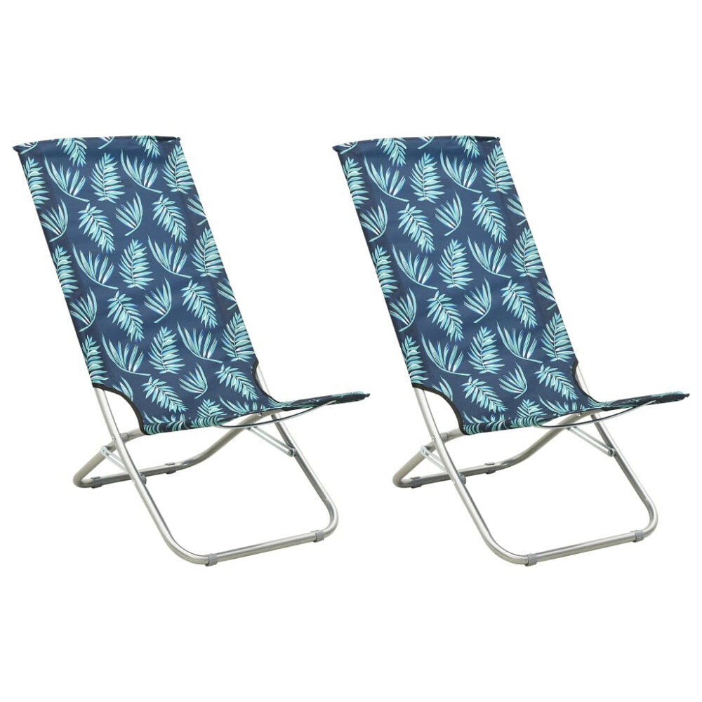 vidaXL Hopfällbara strandstolar 2 st bladmönster tyg
