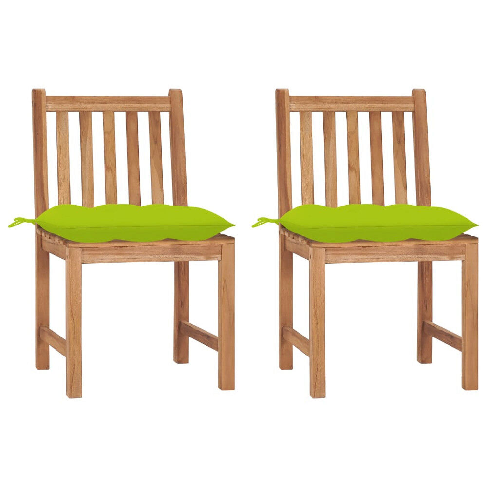vidaXL Trädgårdsstolar 2 st med dynor massiv teak