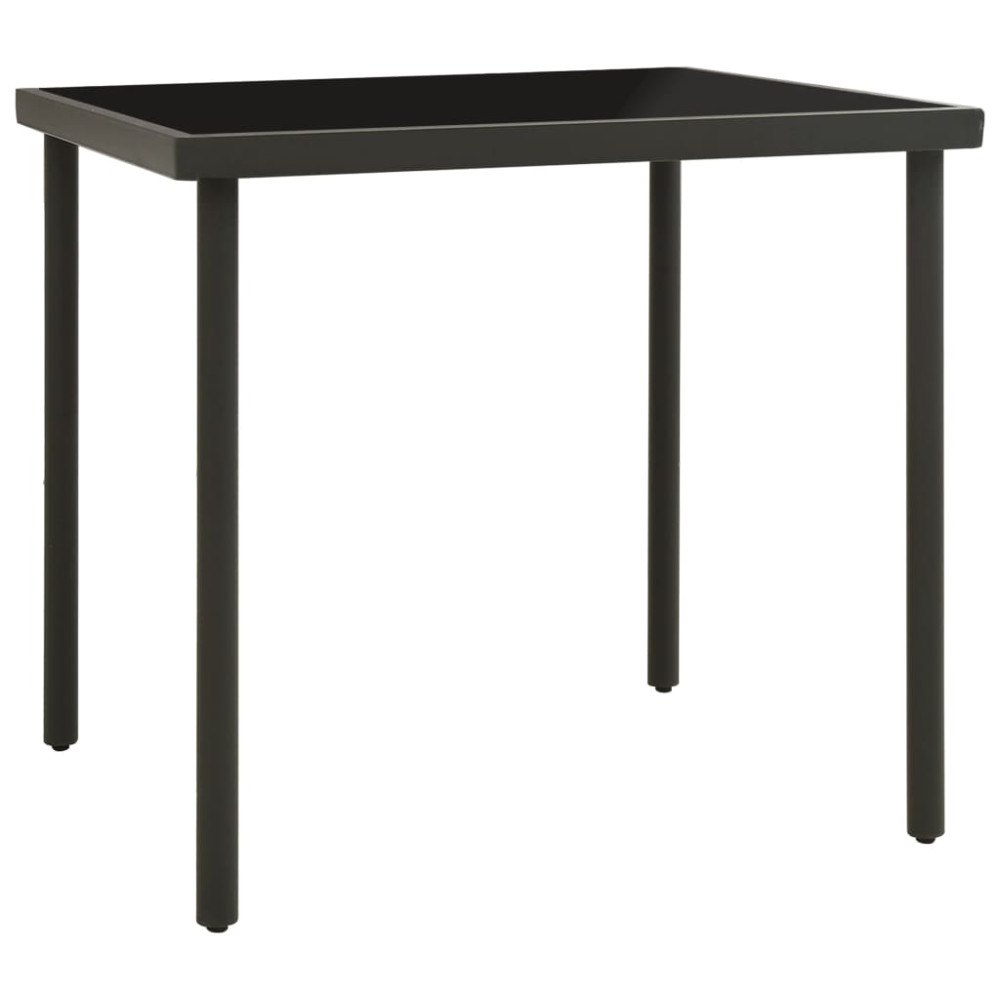 vidaXL Matbord för trädgården antracit 80x80x72 cm glas och stål