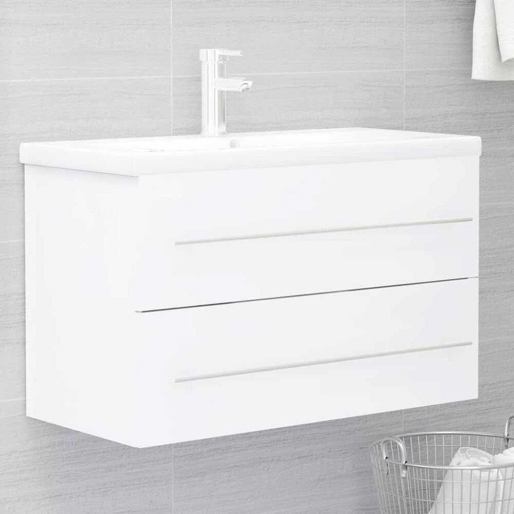 vidaXL Tvättställsskåp vit 80x38,5x48 cm konstruerat trä