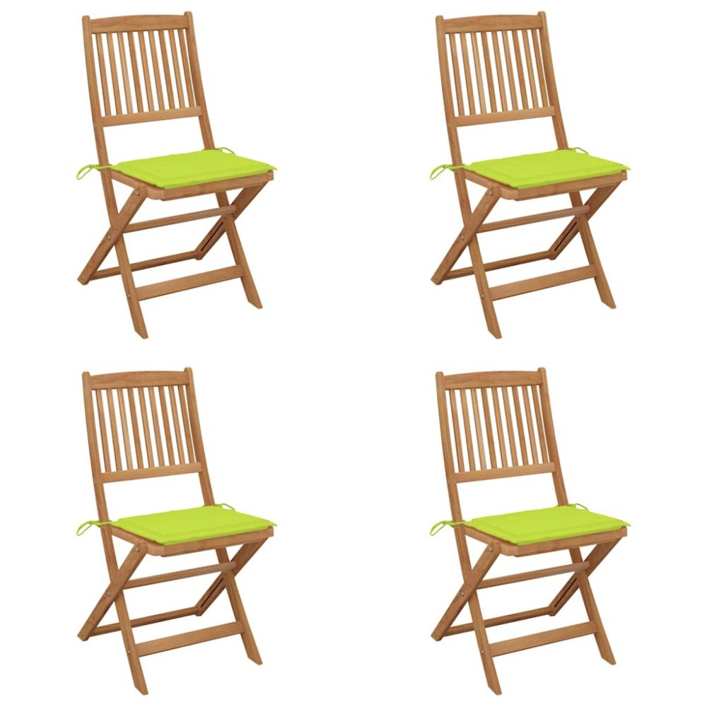 vidaXL Hopfällbara trädgårdsstolar med dynor 4 st massivt akaciaträ