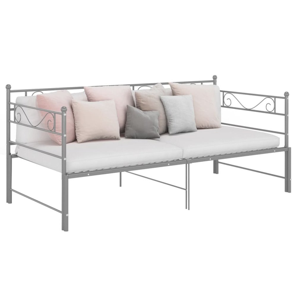 vidaXL Utdragbar sängram bäddsoffa grå metall 90x200 cm