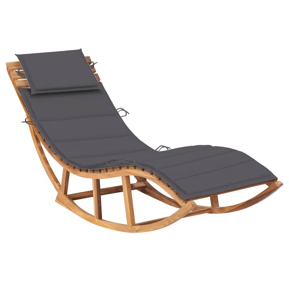 vidaXL vidaX Solsäng med dyna gungdesign massiv teak