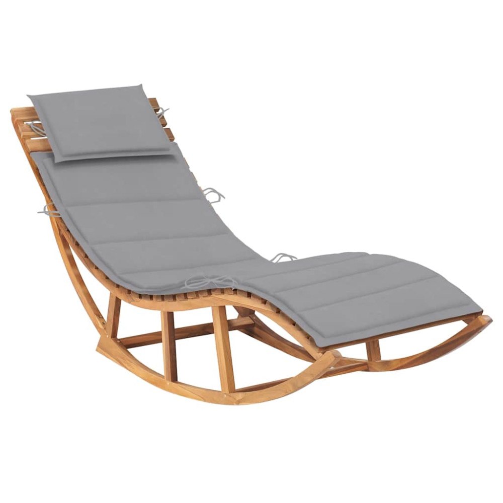 vidaXL Solsäng med dyna gungdesign massiv teak