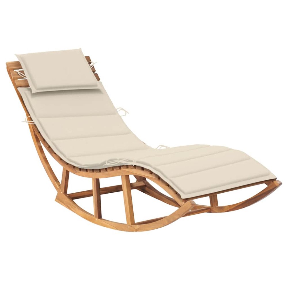 vidaXL vidaX Solsäng med dyna gungdesign massiv teak