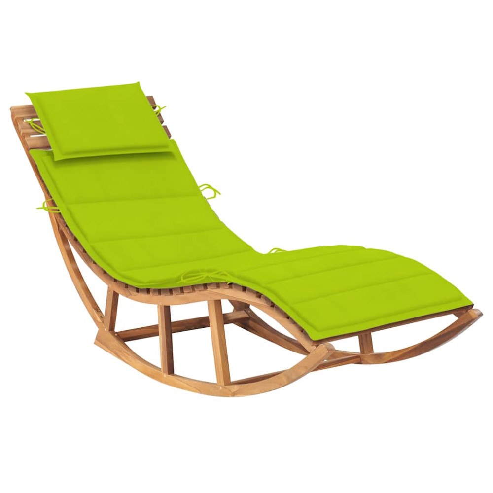 vidaXL vidaX Solsäng med dyna gungdesign massiv teak