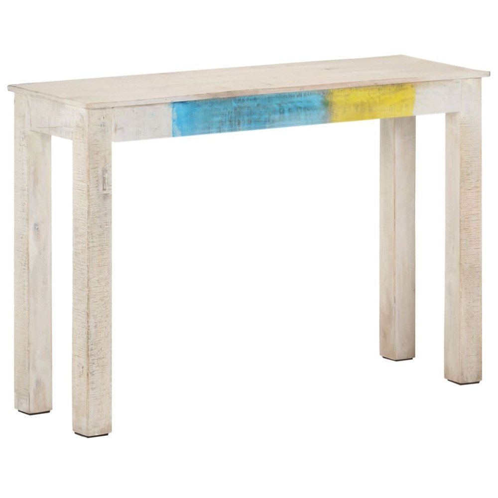 vidaXL Avlastningsbord vit 115x35x77 cm grovt mangoträ