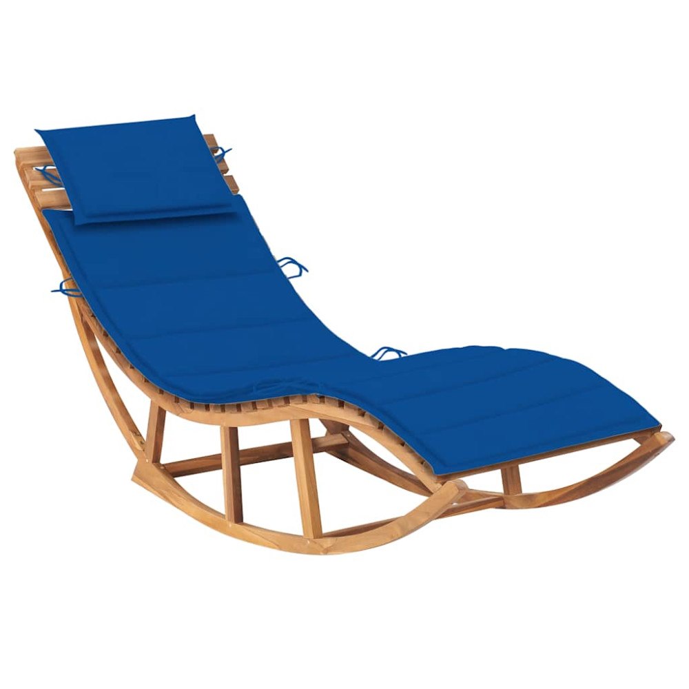 vidaXL vidaX Solsäng med dyna gungdesign massiv teak
