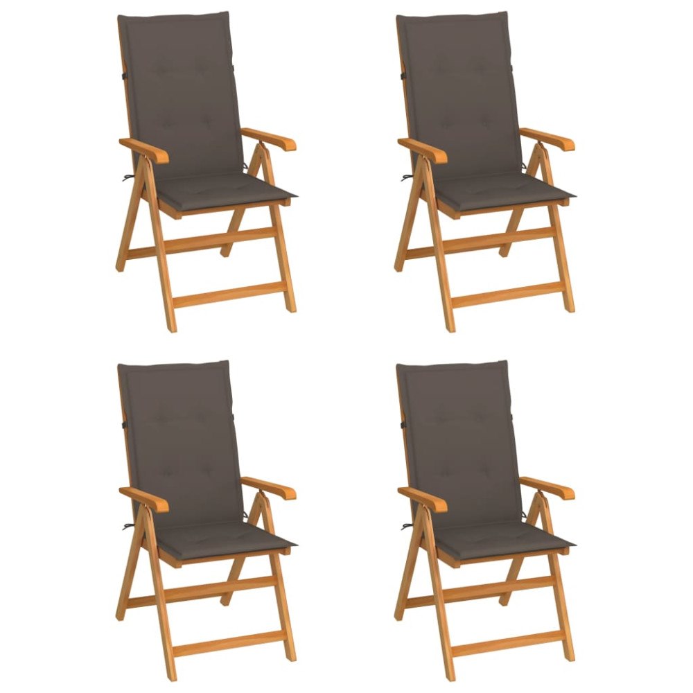 vidaXL Trädgårdsstolar med taupe dynor 4 st massiv teak
