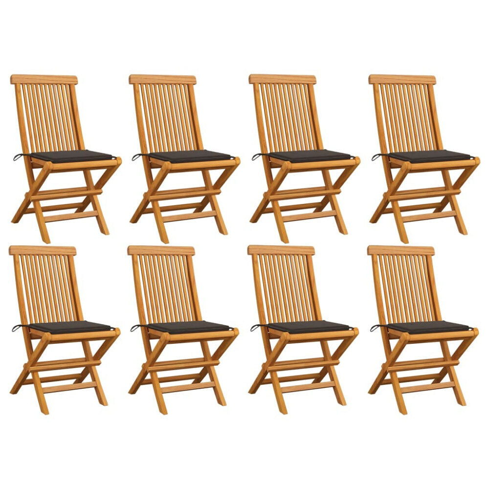 vidaXL Trädgårdsstolar med taupe dynor 8 st massiv teak
