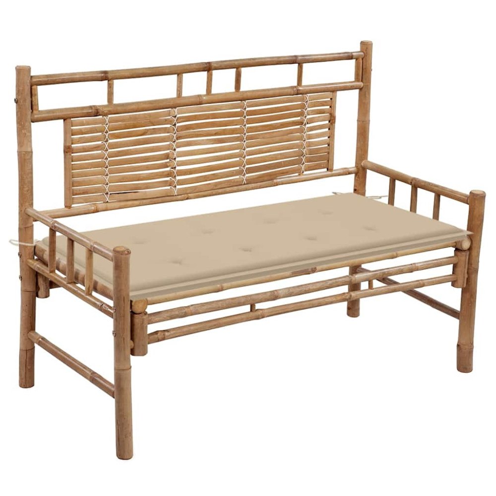 vidaXL Trädgårdsbänk med dyna 120 cm bambu