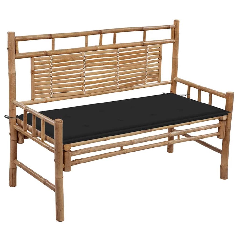 vidaXL Trädgårdsbänk med dyna 120 cm bambu