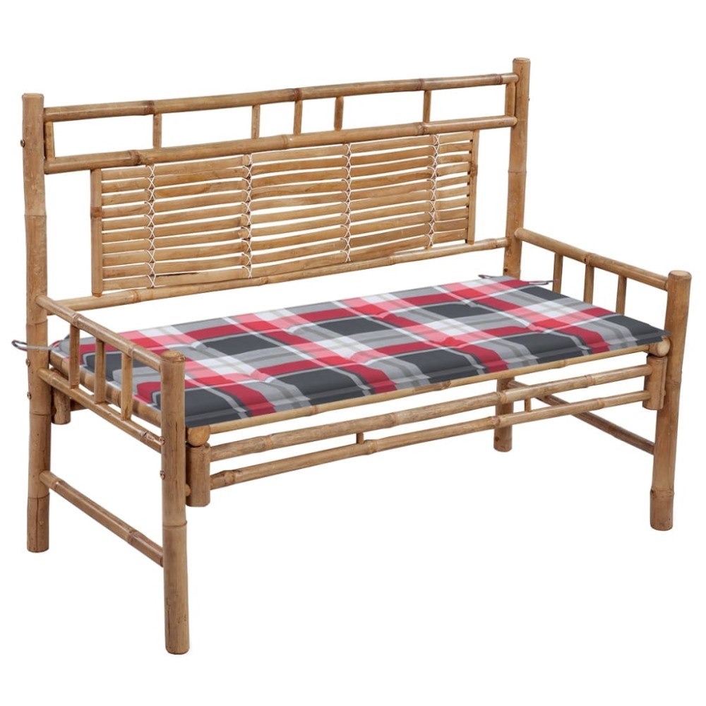 vidaXL Trädgårdsbänk med dyna 120 cm bambu