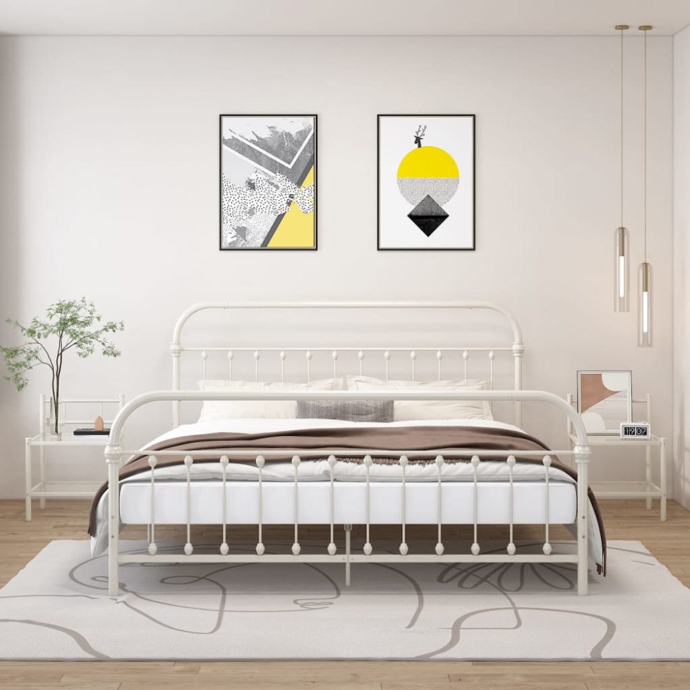 vidaXL Nattduksbord 2 st vit och transparent metall och glas