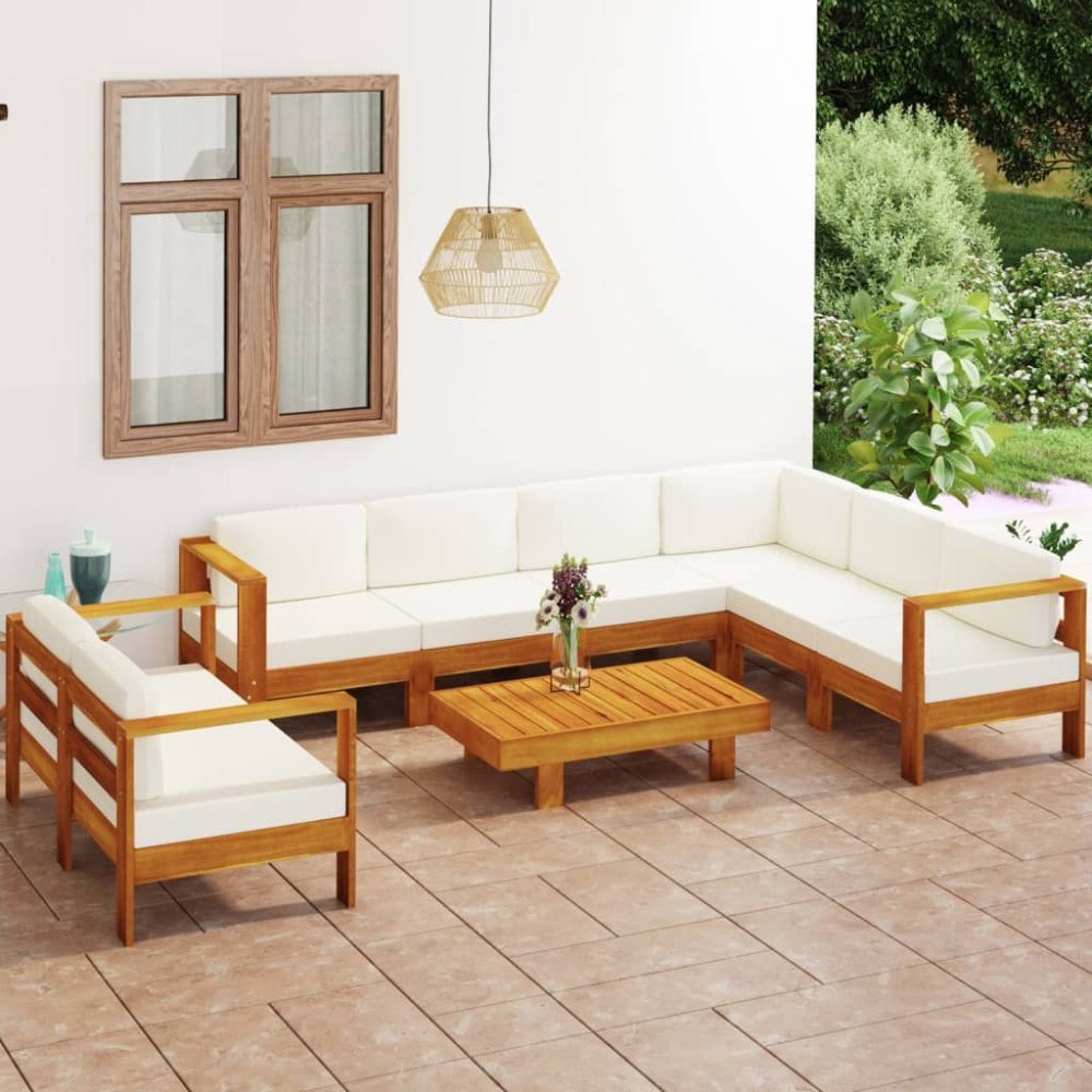 vidaXL 8-delad trädgårdsloungegrupp med kuddar 100x60 cm akaciaträ