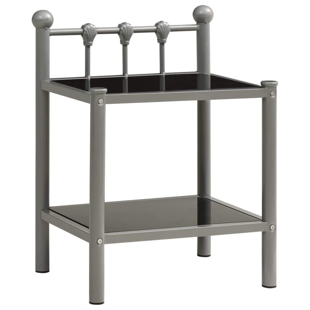 vidaXL Sängbord grå och svart 45x34,5x60,5 cm metall och glas