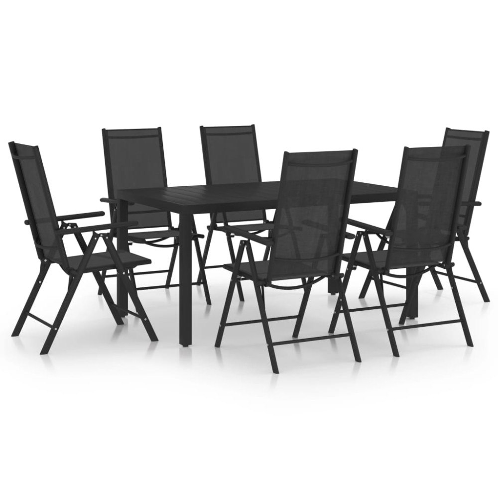 vidaXL Matgrupp för trädgården 7 delar aluminium svart