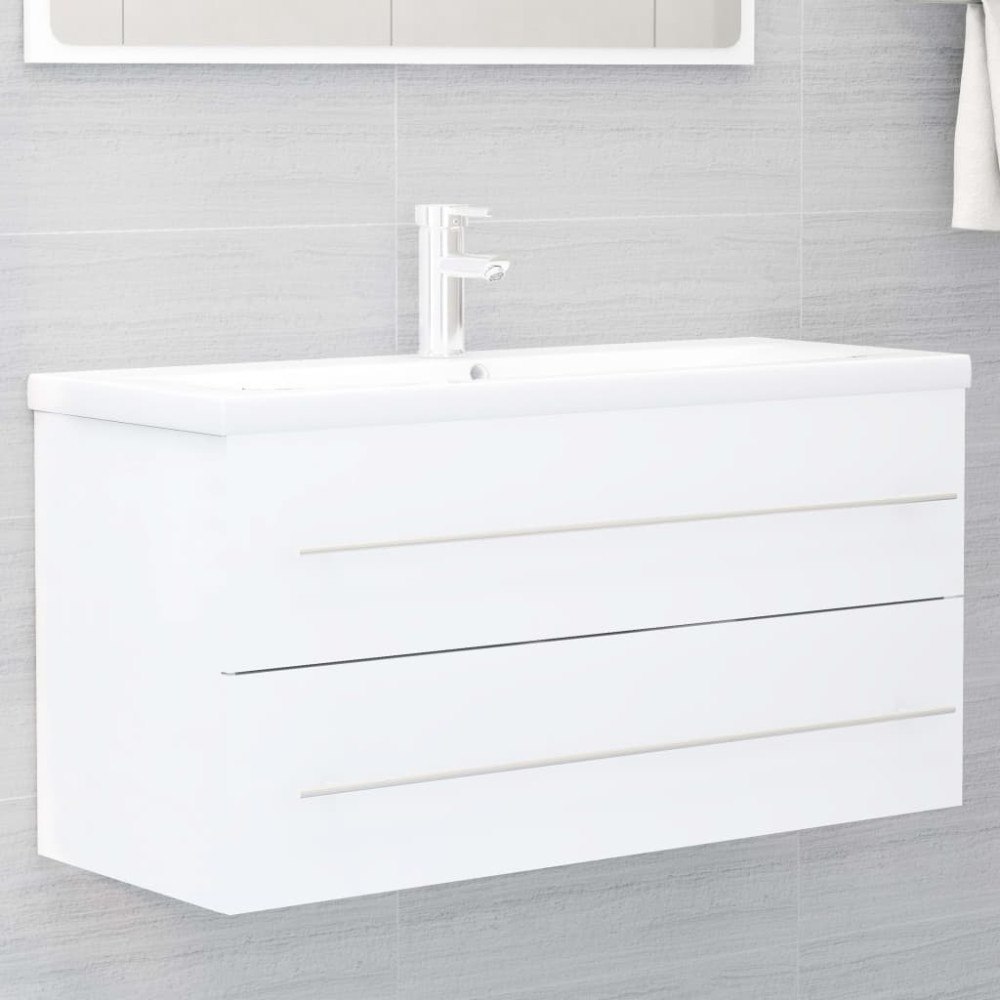 vidaXL Tvättställsskåp vit 100x38,5x48 cm konstruerat trä