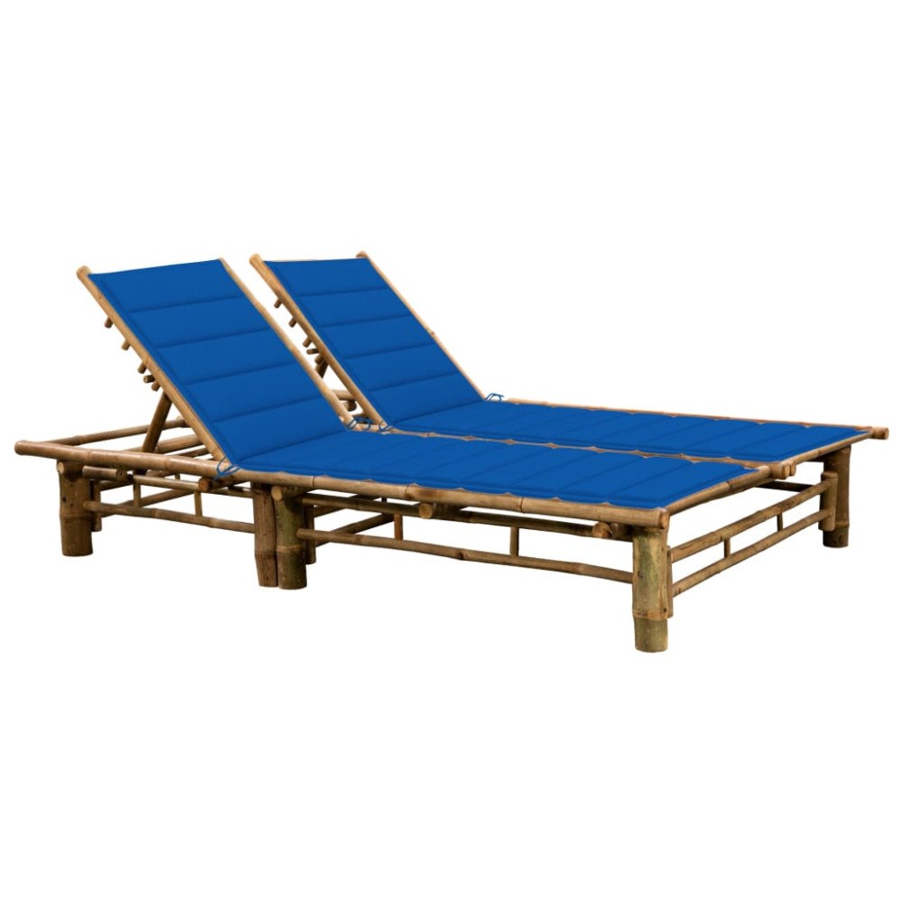 vidaXL Solsäng med dynor 2 personer bambu