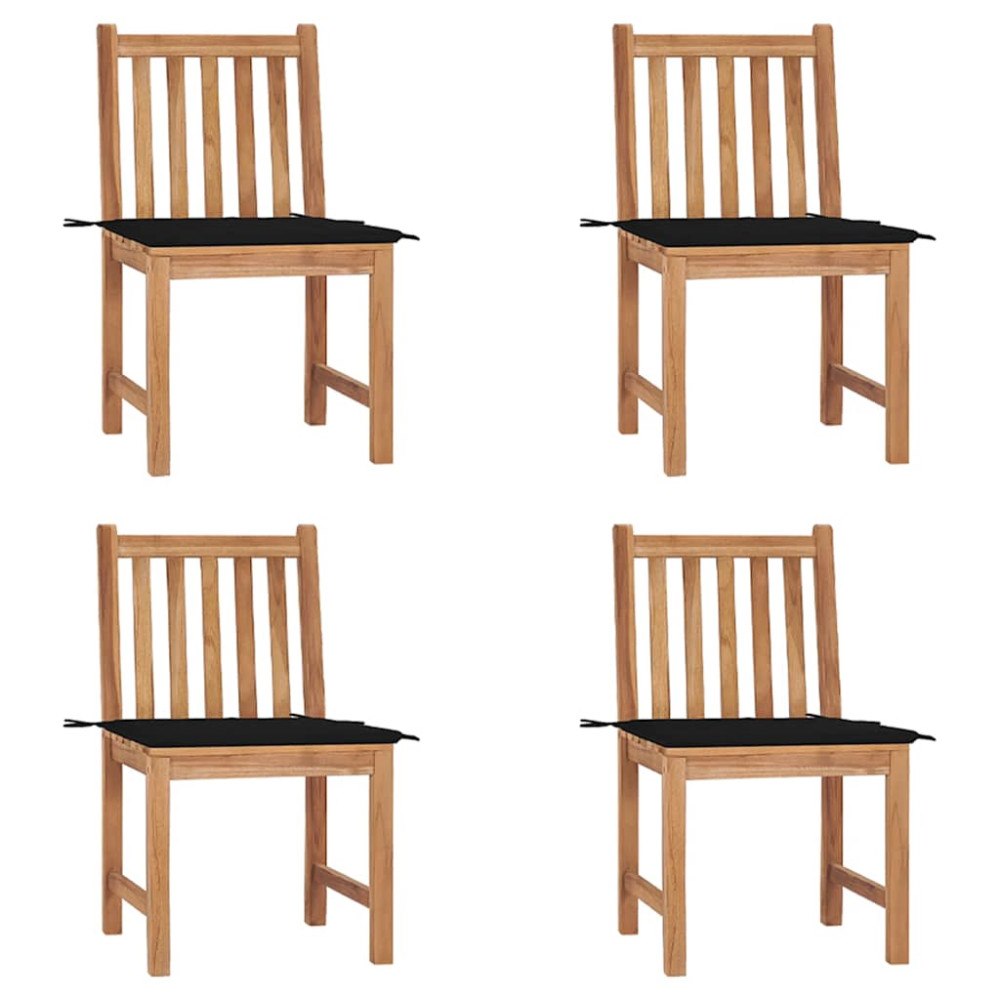 vidaXL Trädgårdsstolar 4 st med dynor massiv teak