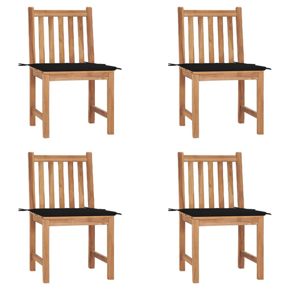 vidaXL Trädgårdsstolar 4 st med dynor massiv teak