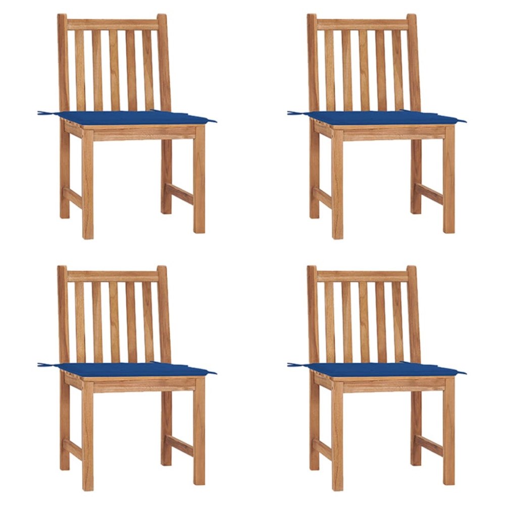 vidaXL Trädgårdsstolar 4 st med dynor massiv teak