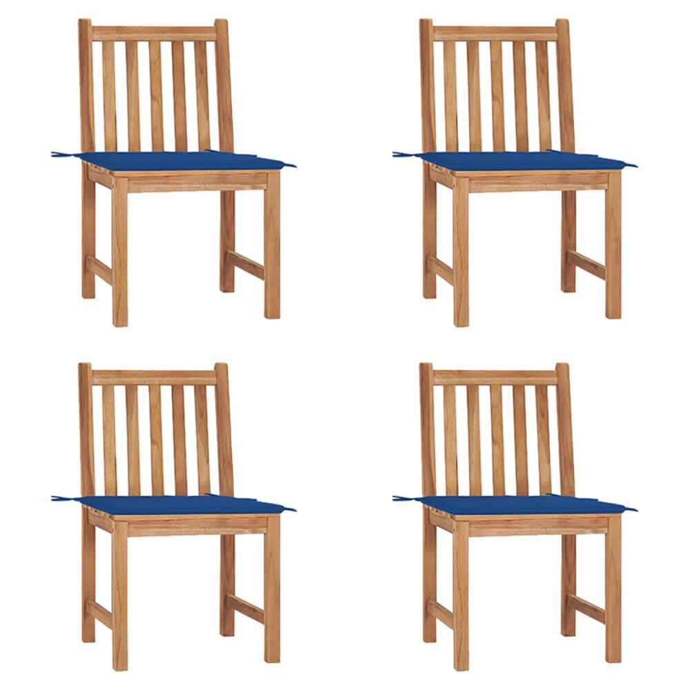 vidaXL Trädgårdsstolar 4 st med dynor massiv teak