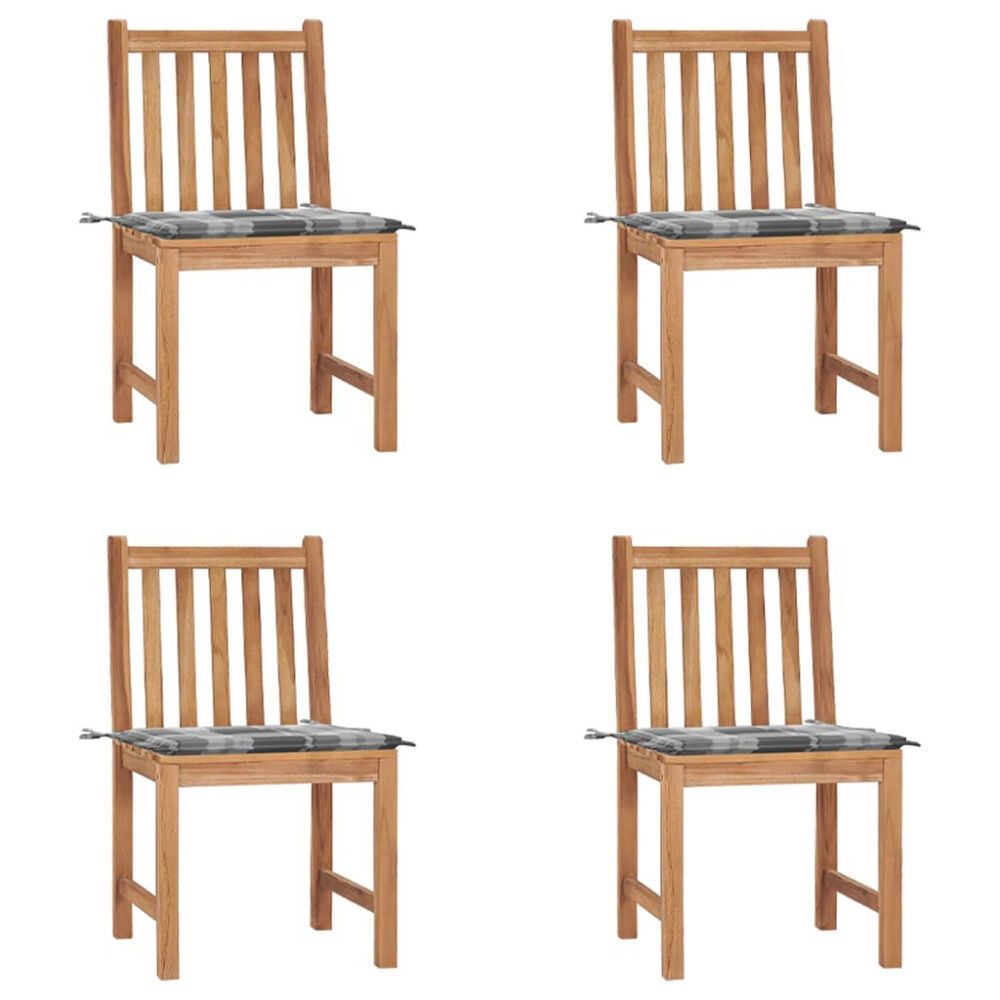 vidaXL Trädgårdsstolar 4 st med dynor massiv teak