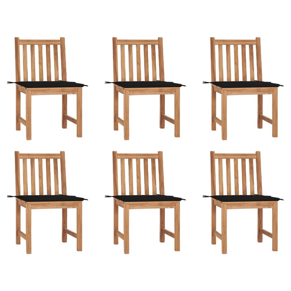 vidaXL Trädgårdsstolar 6 st med dynor massiv teak