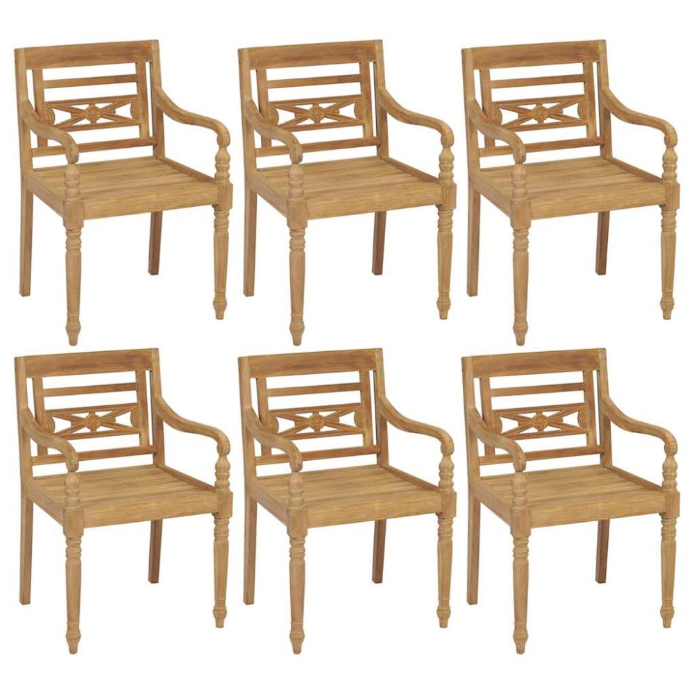 vidaXL Bataviastolar 6 st massiv teak