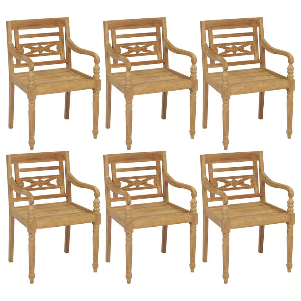 vidaXL Bataviastolar 6 st massiv teak