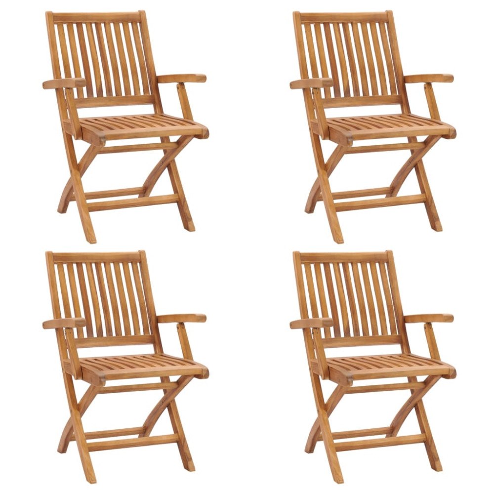 vidaXL Hopfällbara trädgårdsstolar 4 st massiv teak