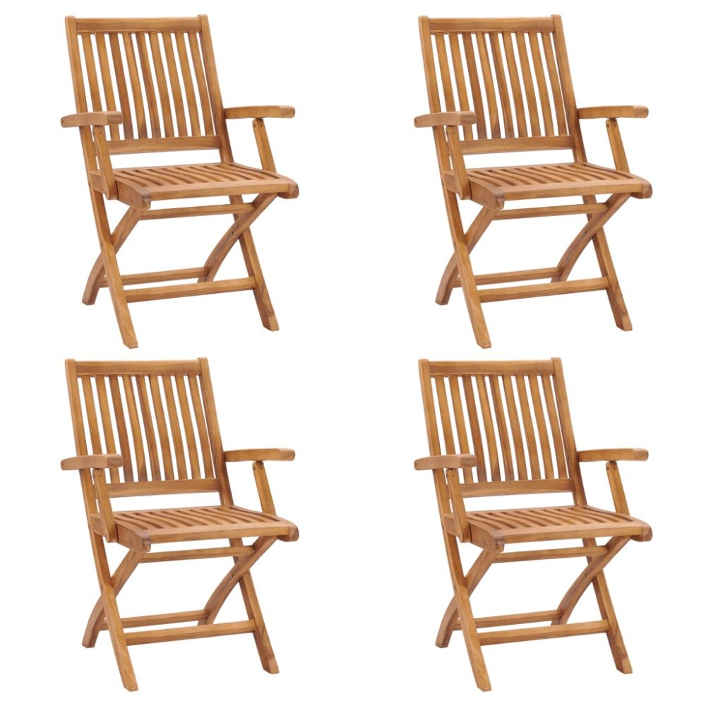 vidaXL Hopfällbara trädgårdsstolar 4 st massiv teak