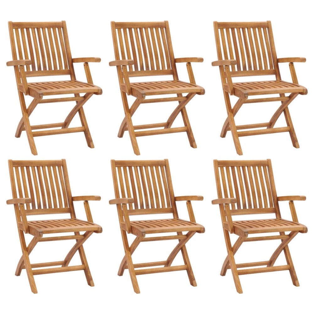vidaXL Hopfällbara trädgårdsstolar 6 st massiv teak