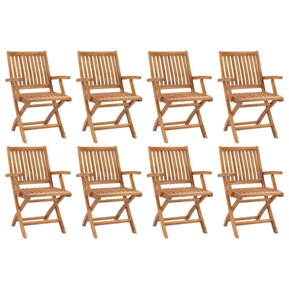 vidaXL Hopfällbara trädgårdsstolar 8 st massiv teak