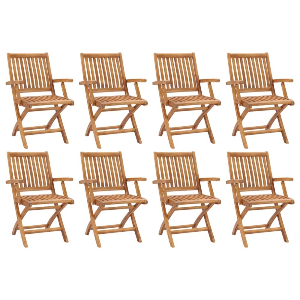 vidaXL Hopfällbara trädgårdsstolar 8 st massiv teak
