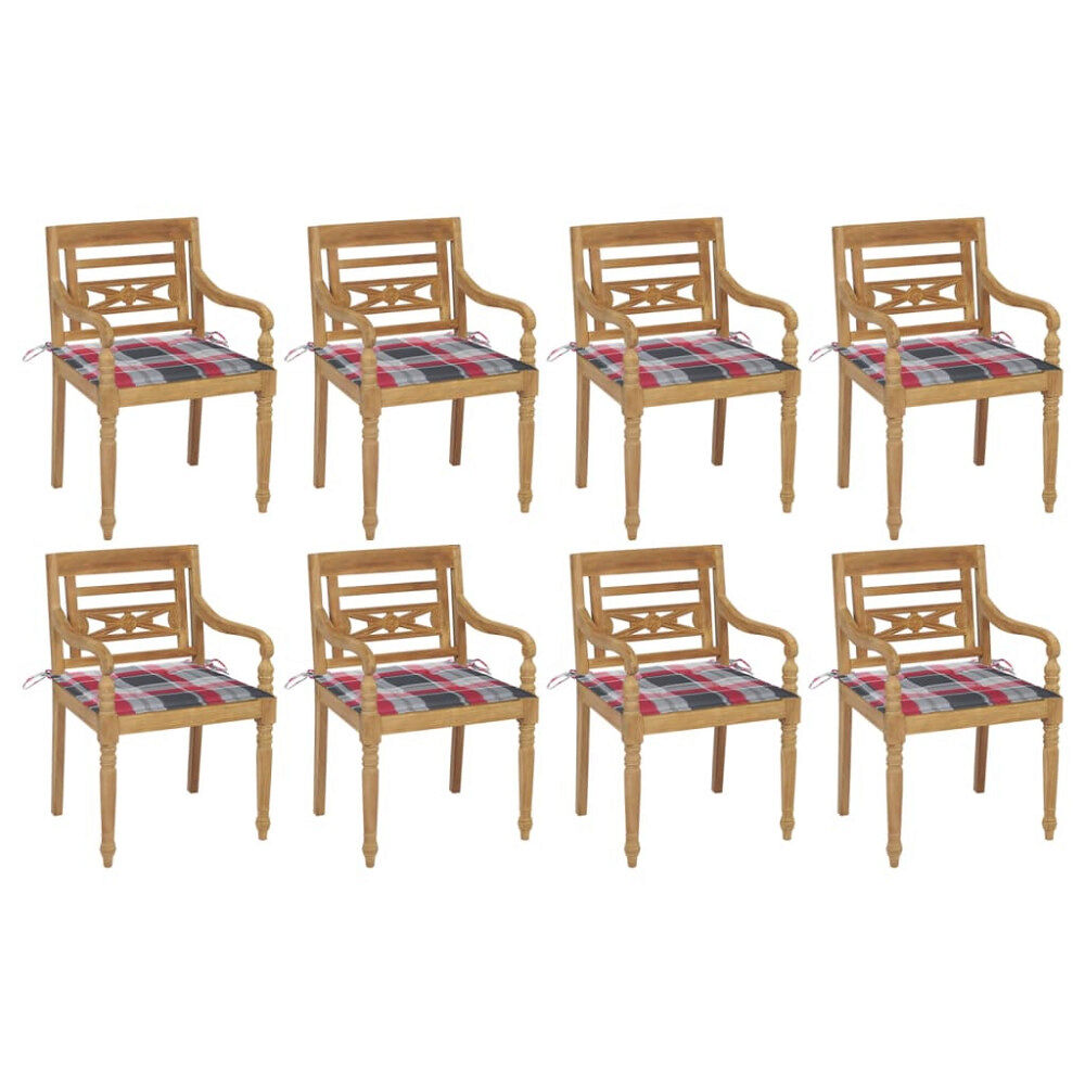 vidaXL Bataviastolar med dynor 8 st massiv teak